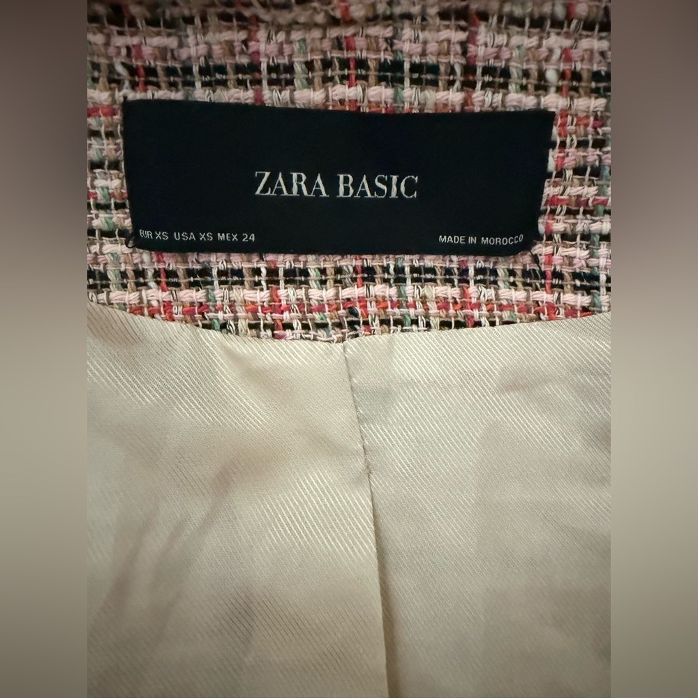 ZARA Tweed Gold Embellished Blazer Jacket - Picture 6 of 11